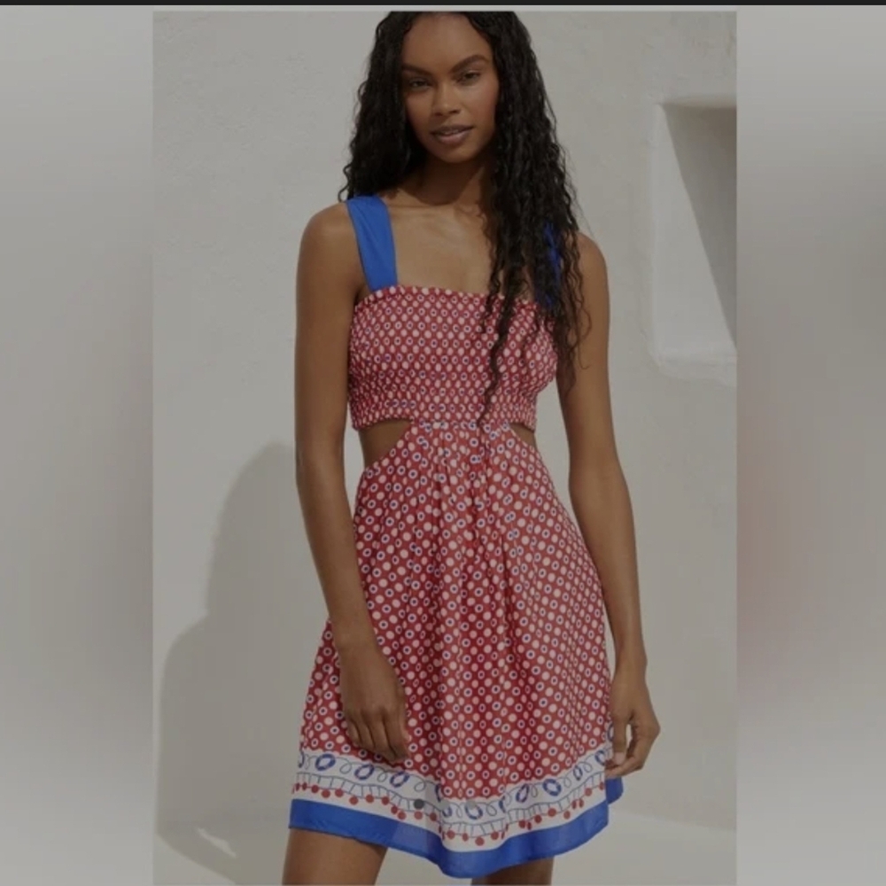 Anthropologie Red White  and Blue Sleeveless Dress